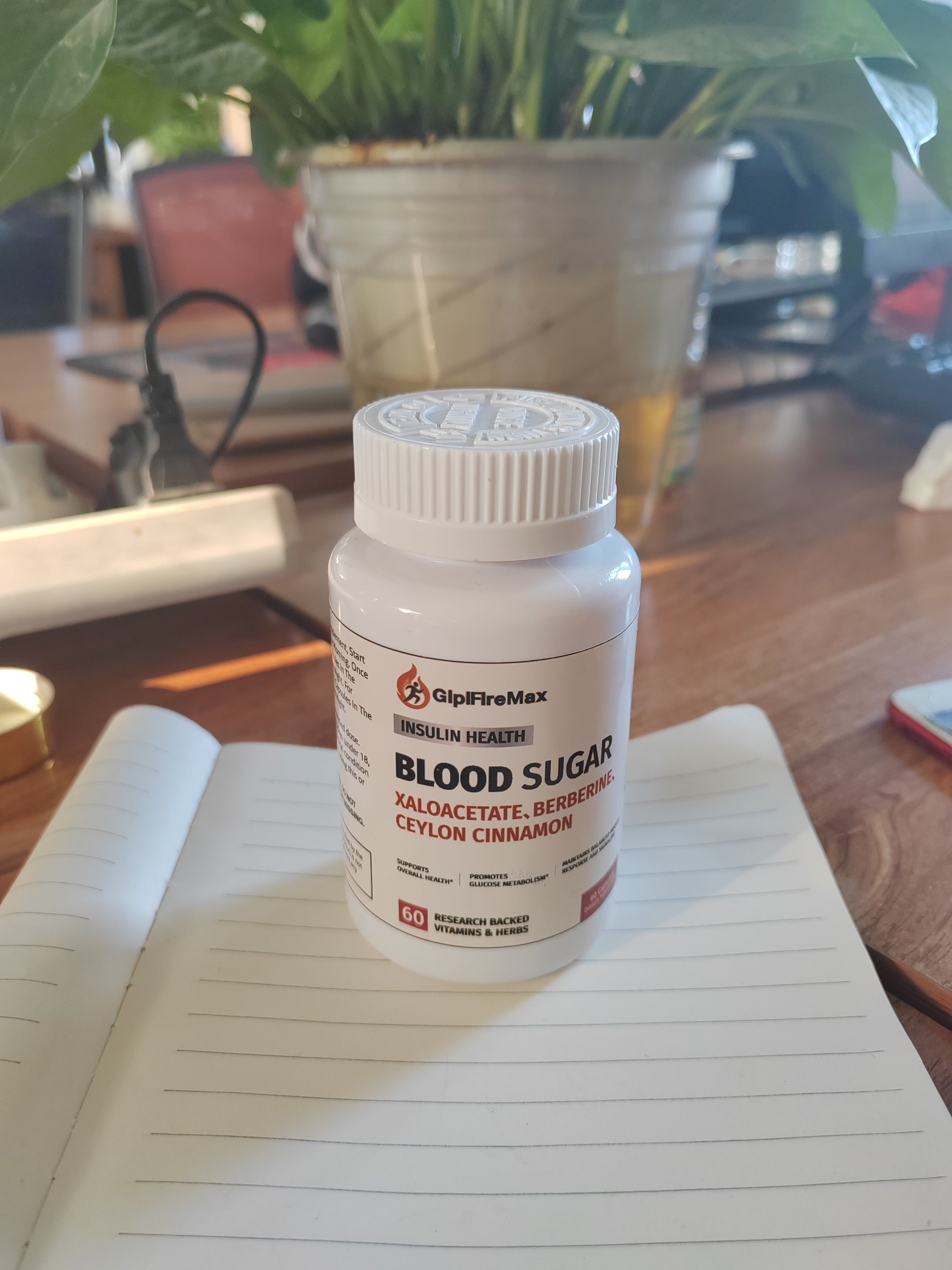 GlplFlreMax Blood Sugar Health Natural 20 Herbs and Vitamins with Xaloacetate, Berberine, Ceylon Cinnamon to Support Health, Non-GMO, for Men Women, Supports Healthy Energy Levels - 30 Herbal Pills