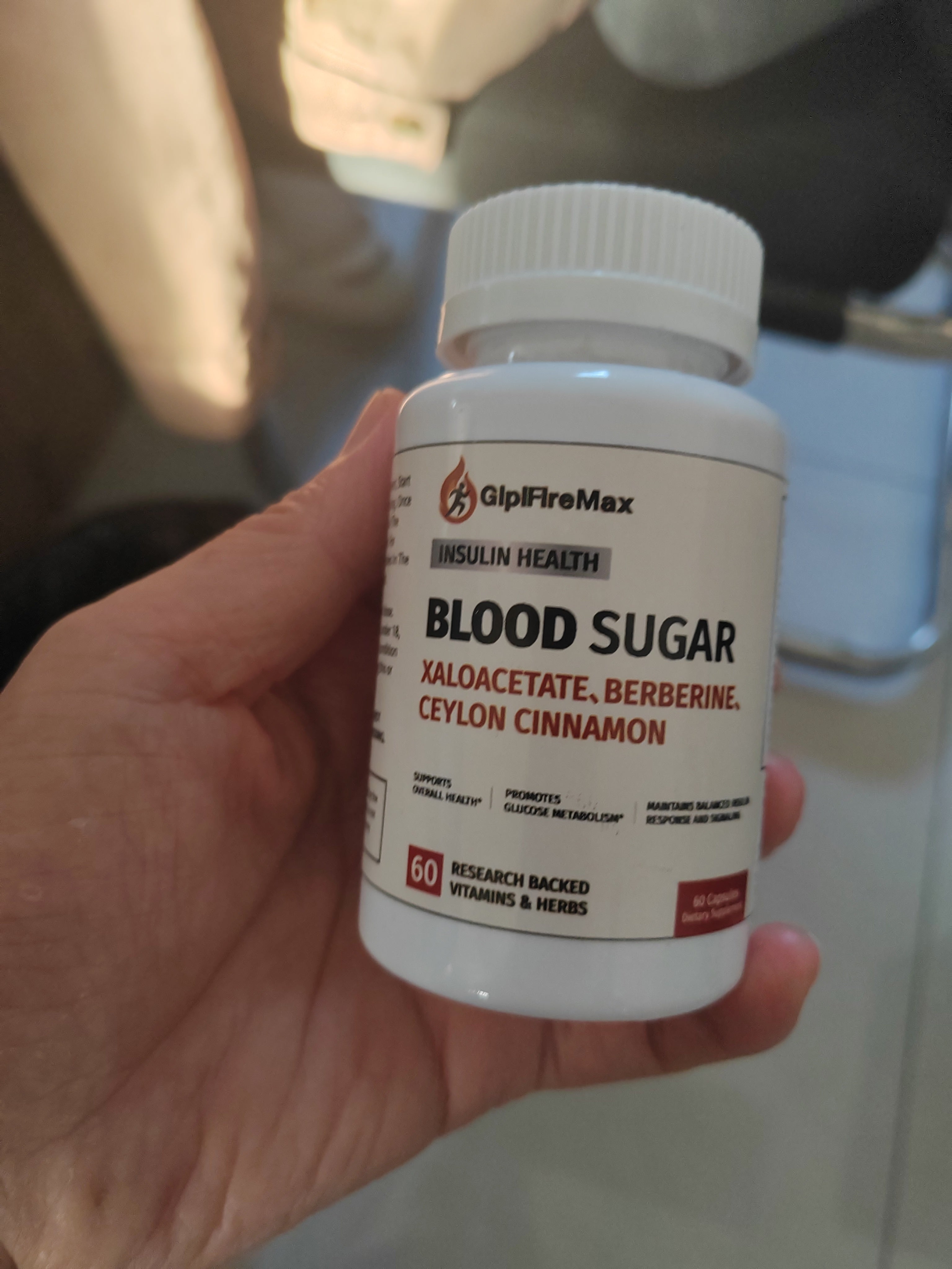 GlplFlreMax Blood Sugar Health Natural 20 Herbs and Vitamins with Xaloacetate, Berberine, Ceylon Cinnamon to Support Health, Non-GMO, for Men Women, Supports Healthy Energy Levels - 30 Herbal Pills