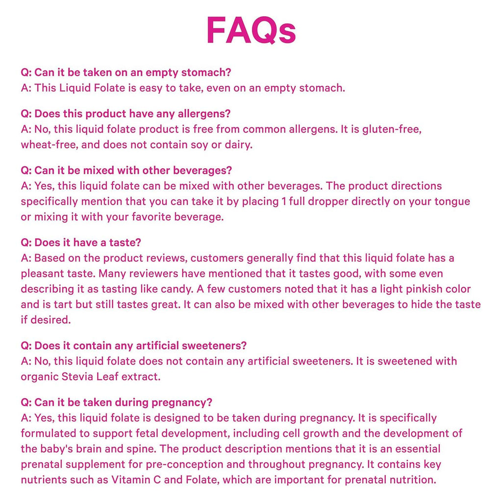 GlplFlreMax Liquid Folate: Whole-Food Vitamin B9 from Lemon Peels, Natural Folic Acid with Vitamin C, Liquid Prenatal Vitamins for Women, Pregnancy Must Haves, Women-Owned, 2 oz